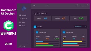 Dashboard UI Design  C WinForms with Siticone Library Visual Studio 2017 IDE and WinForms [upl. by Buffy707]