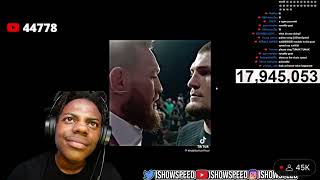 Ishowspeed reacts to Khabib vs McGregor for the first time [upl. by Kirt494]