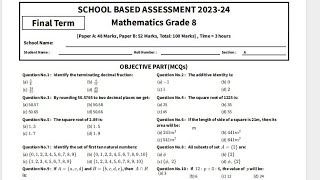 Grade 8 Mathematics paper SBA School based assessment Final term 2024 with answer key [upl. by Annawaj]