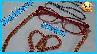 paso a paso holder o sujetadores para lentes tejidos a crochet o ganchillo 8 [upl. by Carma]