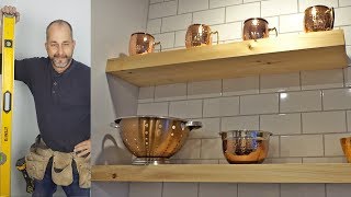 DIY How To Install Floating Shelves On A Subway Tile Backsplash [upl. by Balac]