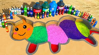 How To Make Rainbow Worm with Orbeez amp Big Fanta 7up Pepsi Coca Cola and Mentos amp Soda [upl. by Yellac161]