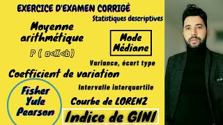 Calculs paramètres statistique Exercice dexamen corrigé 2021Statistiques descriptives [upl. by Khalin655]