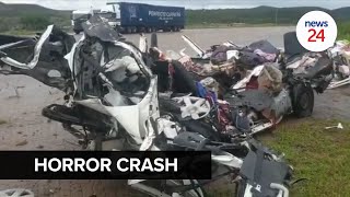 WATCH  Horror crash between 2 trucks and taxi leaves 14 dead in KwaZuluNatal [upl. by Kallman]