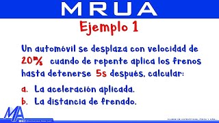 Movimiento Rectilíneo Uniformemente Acelerado o Variado MRUA MRUV  Ejemplo 1 [upl. by Bay758]