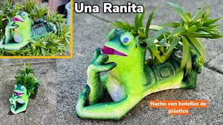 DIY Cómo hacer UNA RANITA con botellas de plástico  MACETERO [upl. by Dosia992]