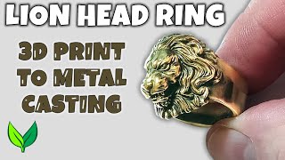 Lion Head Ring  3D print to solid metal  resin home casting with VOGMAN [upl. by Yrahcaz885]