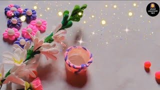 Clay flowers makingeasy flower make with clayyoutube diy clay flowers [upl. by Hailat]