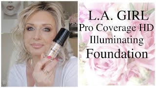 LA Girl Pro Coverage HD Illuminating Foundation review amp demo [upl. by Neysa110]