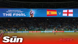 LIVE England v Spain Supporters arrive to packed out stadium for World Cup final in Sydney [upl. by Maidie]