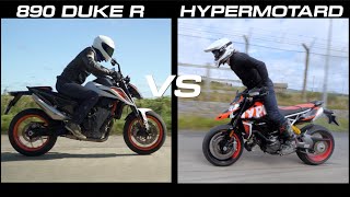 KTM 890 Duke R vs Ducati Hypermotard [upl. by Henrique]