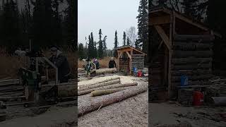 Snowfinally started wildalaska diy sawmill alaska adventure  off grid  short shorts [upl. by Maury225]