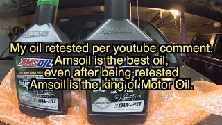 Amsoil oil is retested per youtube comment Amsoil is the best motor oil  lab results dont lie [upl. by Nnyleve]