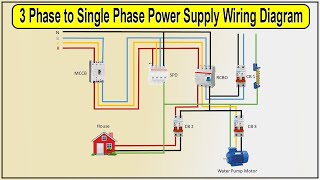 3 Phase to single phase power supply wiring diagram  single phase wiring diagram [upl. by Frederik789]