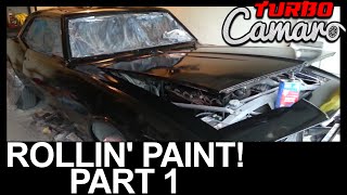 1967 Camaro  Rolling On Black Tremclad Paint Part 1 [upl. by Klenk]