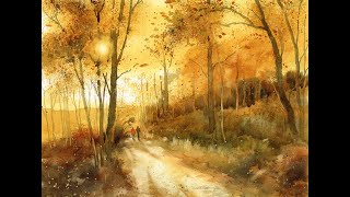 Learn to Paint Golden Light in Watercolor on a Late Autumn Walk [upl. by Kizzee320]