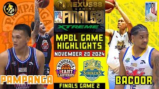 MPBL HIGHLIGHTS PAMPANGA VS BACOOR CITY FINALS GAME 2 NOVEMBER 28 2023 [upl. by Tory]