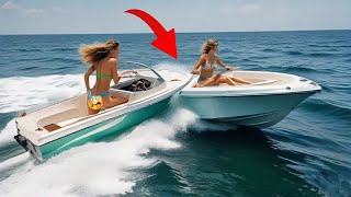 Badass boaters drive at full throttle  recklessness on boat [upl. by Annahs423]