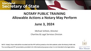 Notary Town Hall Types of Notarizations Allowable Actions a Notary May Perform [upl. by Ruben]