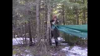 DIY cheap tarp hammock and set up [upl. by Avigdor]