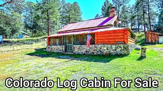 Colorado Mountain Log Cabin For Sale  Log Homes For Sale  3bd  1ba  Storage Shed  Trails [upl. by Ahtebat14]