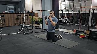 How to do a Tall Kneeling Dumbbell Horn Grip Bicep Curl [upl. by Durnan]