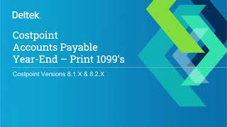 Deltek Costpoint 2023 Accounts Payable  Printing 1099s [upl. by Haidebez649]