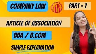 Company Law  Article Of Association  BBA  BCOM  As Per NEP  Part  7  bbabcom  companylaw [upl. by Armalla]