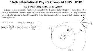 16th International Physics Olympiad 1985 IPHO Solution Problem 3 Gravitation Escaping Solar System [upl. by Benji]