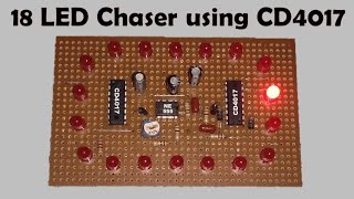 CD4017 LED Chaser Circuit  CD4017 NE555 IC Projects  Knight Rider Running Light [upl. by Amilah]