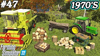 1970S Realistic FIREWOOD production HARVEST sorghum Farming simulator 22 FS 22 Timelapse Ep47 [upl. by Ynalem]