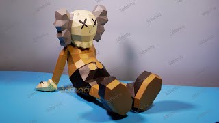 How to make Kaws Sitting Papercraft  FREE Template Pdf file and Svg for Cricut Cameo 45 [upl. by Ancell]