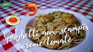 Spaghetti aux SCAMPIS sauce TOMATECRÈME  Recette classique [upl. by Anet966]