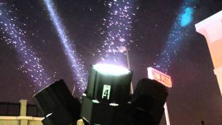 BATLIGHTSCOM 4 beams colour changing searchlight skytracker grand opening Rental Toronto [upl. by Worsham550]