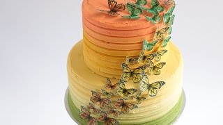 Caramel Ombre Cake with Edible Wafer Paper Butterflies Tutorial Rosies Dessert Spot [upl. by Adnauqahs]