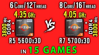 Ryzen 5 5600x3D vs Ryzen 7 5700x3D Test in 15 Games or R7 5700x3D vs R5 5600x3D  3D VCache [upl. by Jeb549]