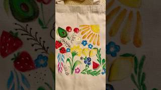 Tote bag painting 🎀🍒 part 1 totebag painting fruit flowers [upl. by Jezabelle171]