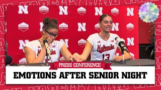 EMOTIONAL Nebraska Volleyball Senior Night  Merritt Beason and Rebekah Allick FULL Press Conference [upl. by Aneek483]