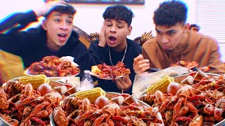 CRAWFISH MUKBANG W JAYCO amp SANTEA  NEW HOUSE [upl. by Anigal]