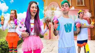 MALOUCOS FINGE BRINCAR COM SORVETE QUENTE   Kids Pretend Play Ice Cream [upl. by Rennerb]