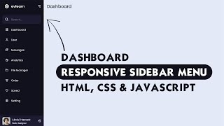 Responsive Side Navigation Bar in HTML CSS And JavaScript  Dashboard Sidebar Menu [upl. by Sauer]