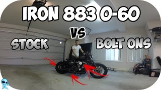 Harley Davidson Iron 883 060  Stock VS Bolt Ons [upl. by Amend727]