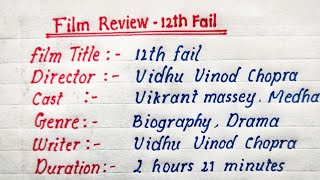 Film Review  12th Fail  Film review writing in english [upl. by Dieter]