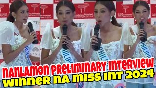 Preliminary Interview Miss International 2024 Philippines Winning Answers [upl. by Nelly475]