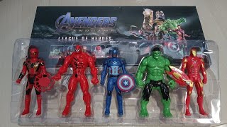 unboxing marvel action figures iron man hulk spiderman [upl. by Atnauqahs]