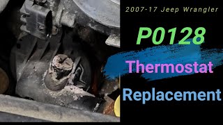 Diagnose amp Replace a Bad Thermostat 0717 Jeep Wrangler 36l P0128 Check Engine light FIX [upl. by Hestia]