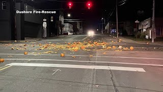 Pumpkins smashed at intersection in Sullivan County [upl. by Anelra]