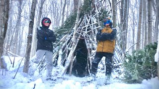 OVERNIGHT in a Snow Shelter during a BLIZZARD 16 degrees 🥶 [upl. by Notyard]