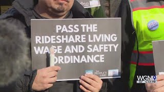 Rideshare drivers protest outside City Hall stress passage of safety ordinance [upl. by Maxie840]