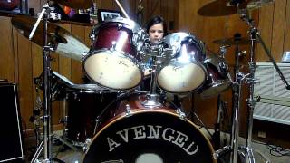 Avenged Sevenfold Nightmare Drum Cover  8 year old drummer girl [upl. by Adnamor]